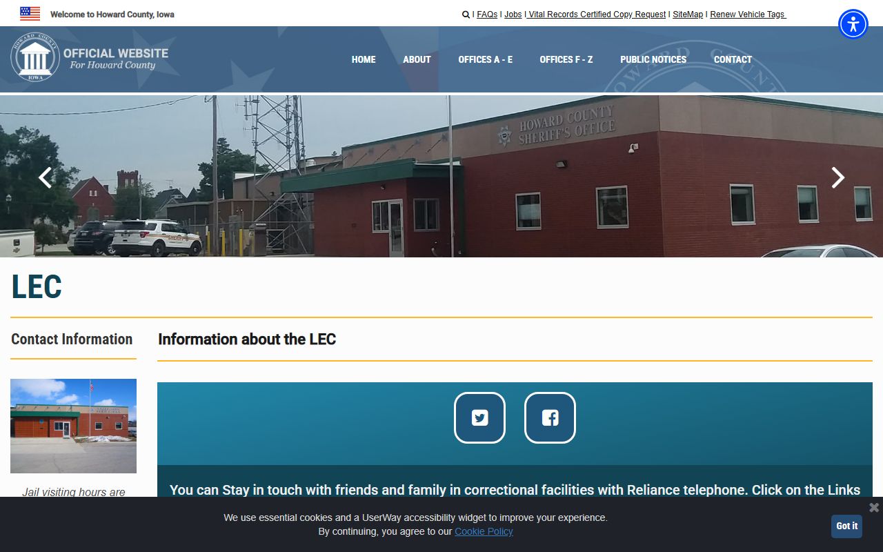 Howard County Law Enforcement Center jail information and custody source
